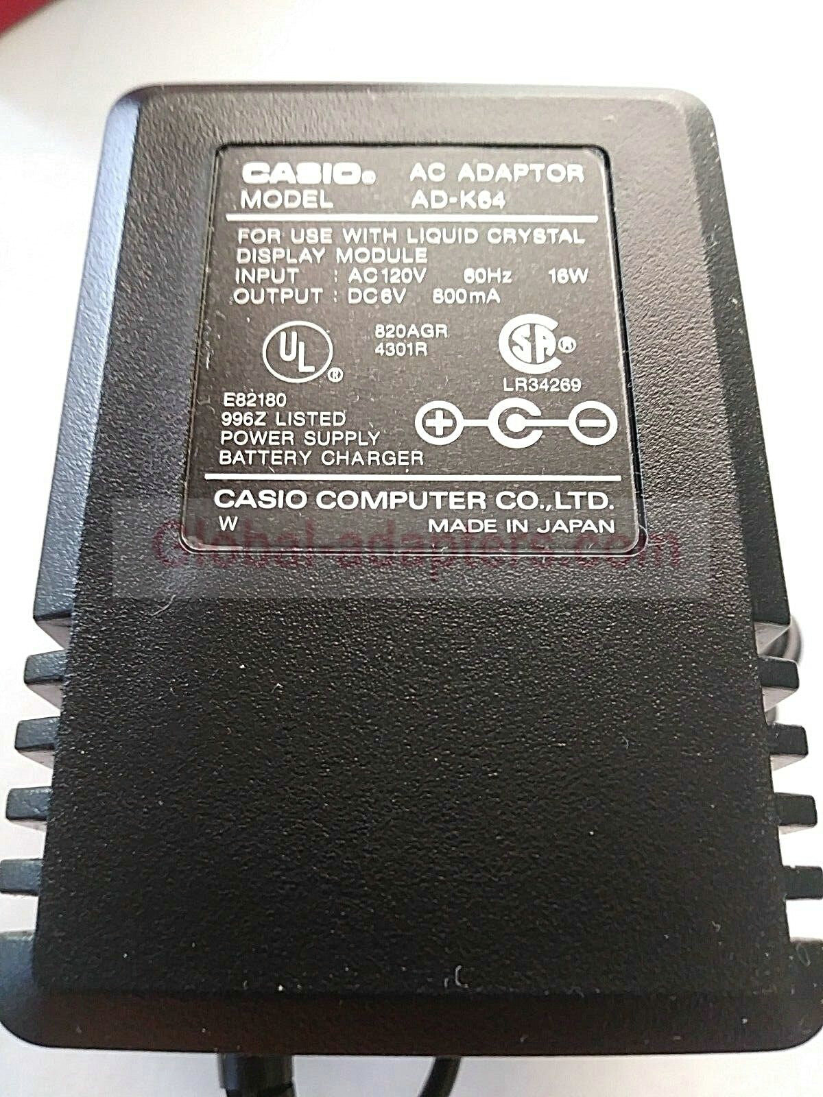 New 6V 800mA Casio AD-K64 Power Supply Ac Adapter